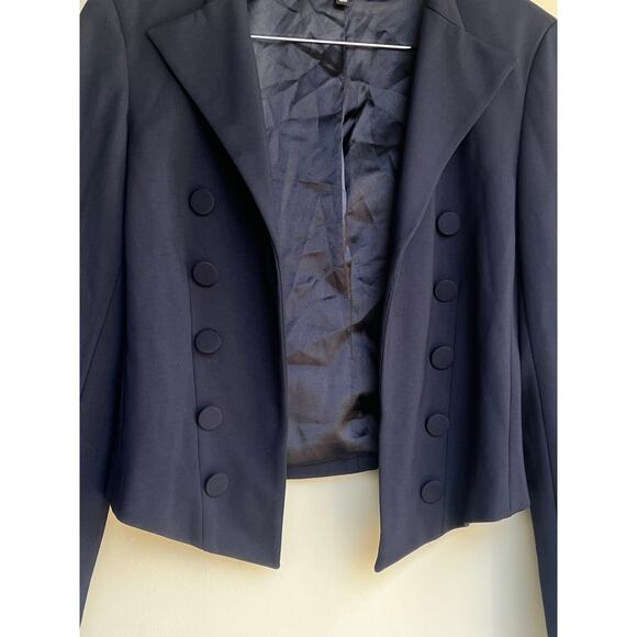 Ellen Tracy Dark Navy Blue Crop Jacket Blazer Preppy Military-Inspired Sz 8 $179 - Picture 3 of 9